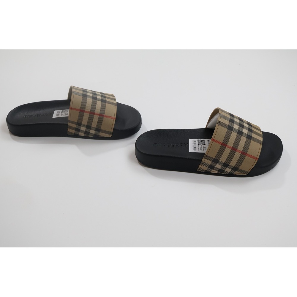 Burberry Slides House Check Sandal 38 Beige Black Luxury Summer Casual - Picture 3 of 10